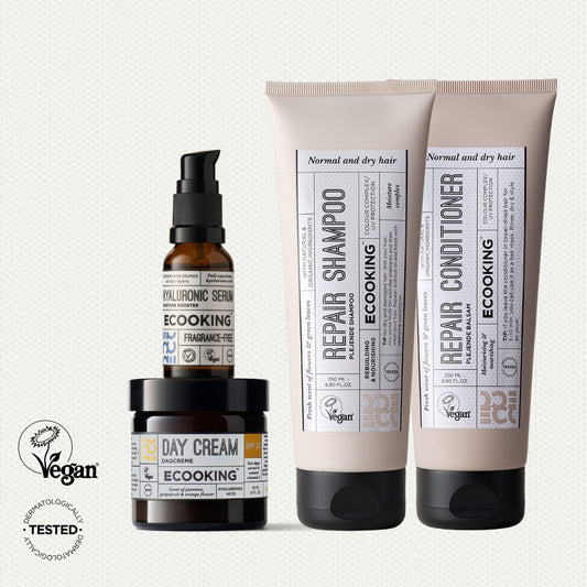 KOMPLEKTS AR DIENAS KRĒMU AR SPF20 UN HIALURONSKĀBES SERUMU